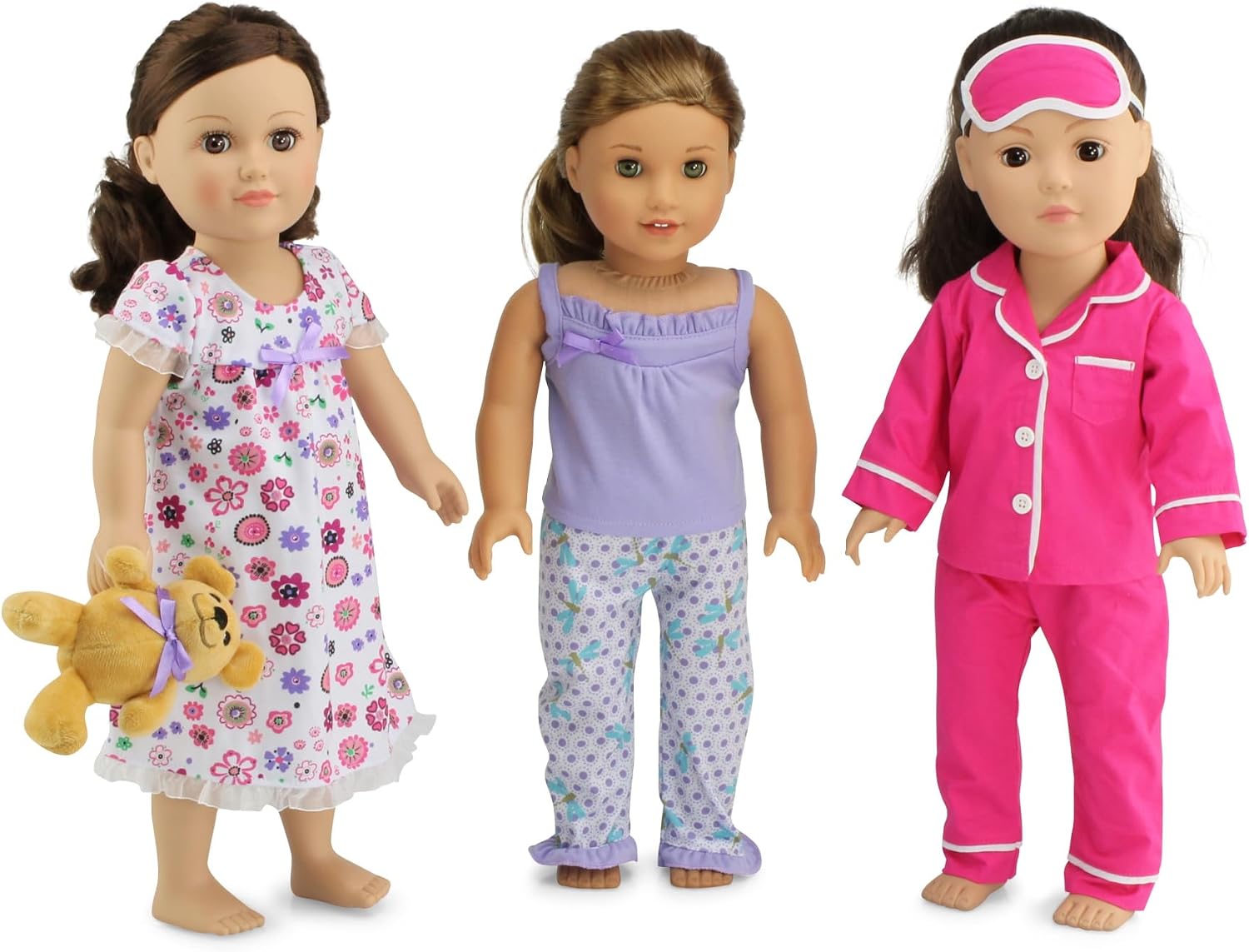 Emily Rose 18 Inch Doll Pajamas Bundle w/Accessories - 7 PC PJs Value Set