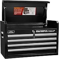 Olympia Tools 26-Inch Portable Metal Tool Chest - 4-Drawer Lockable Cabinet with Ball Bearing Slides for Garage Organization