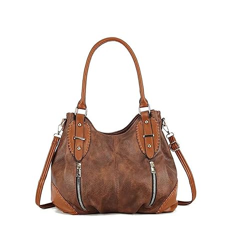 myfriday Vintage Large Leather Tote Handbags for Women, Soft Hobo
