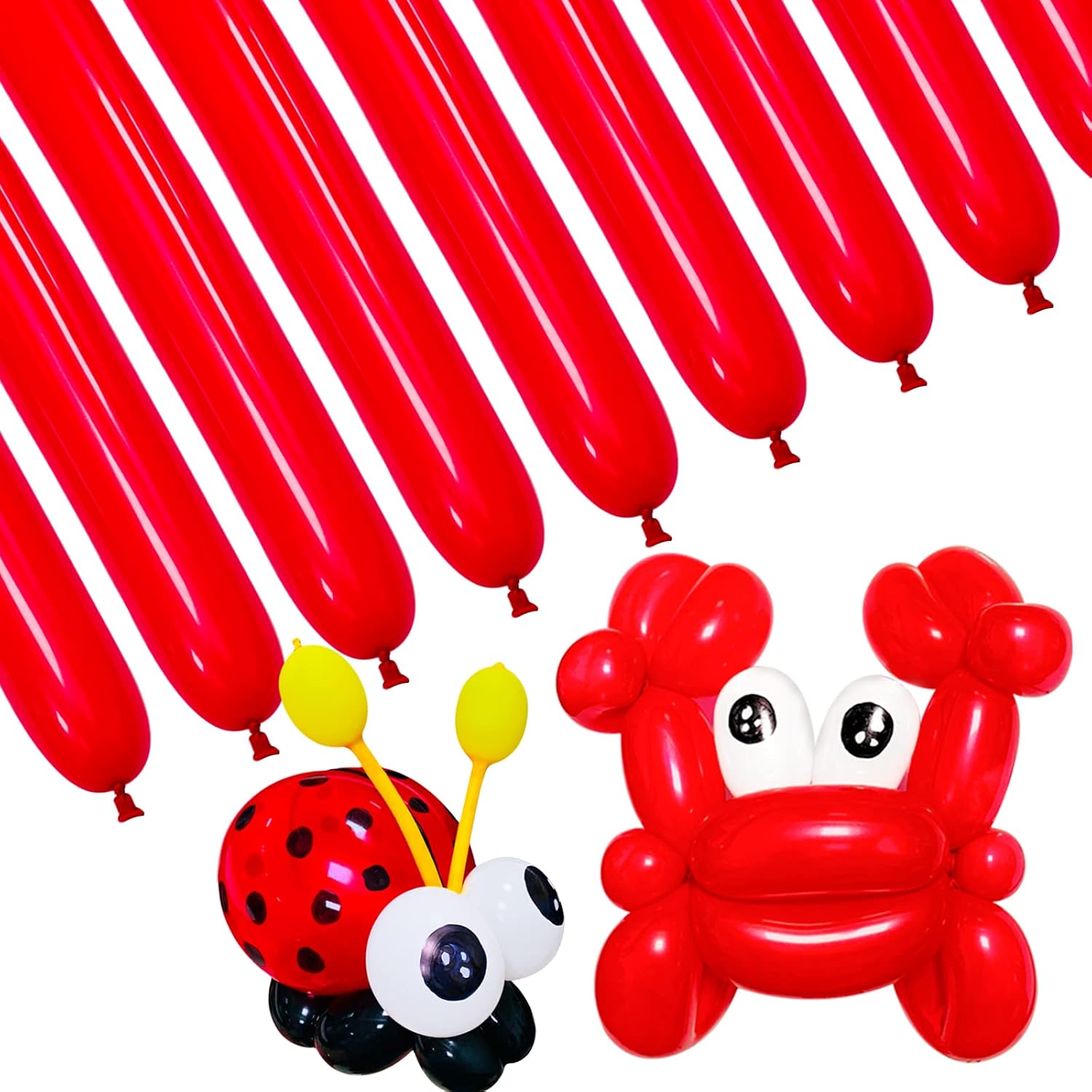 100 Pcs Long Balloons Red Skinny Animal Balloon Red 260q Balloons for DIY Modelling Birthday Party Decoration Wedding Anniversary