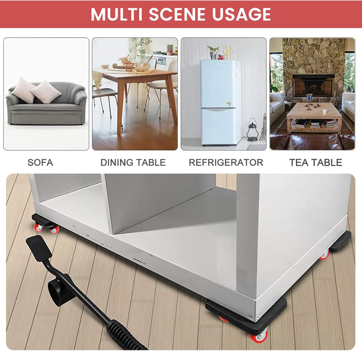 Heavey Duty Furniture Lifter, 4 Pcs 360 Degree Rotatable Moving Sliders, Furniture Moving Wheels