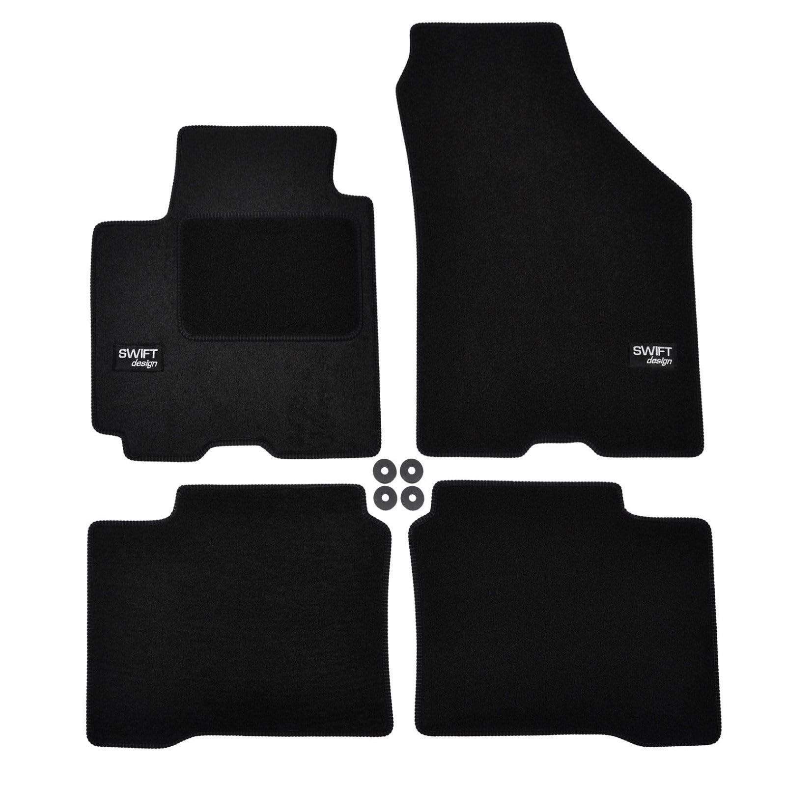 Tapis De Sol Sur Mesure J&J AUTOMOTIVE Pour Suzuki Swift Depuis 2017 - Noir Velours, Antidérapant, 4 Pièces
