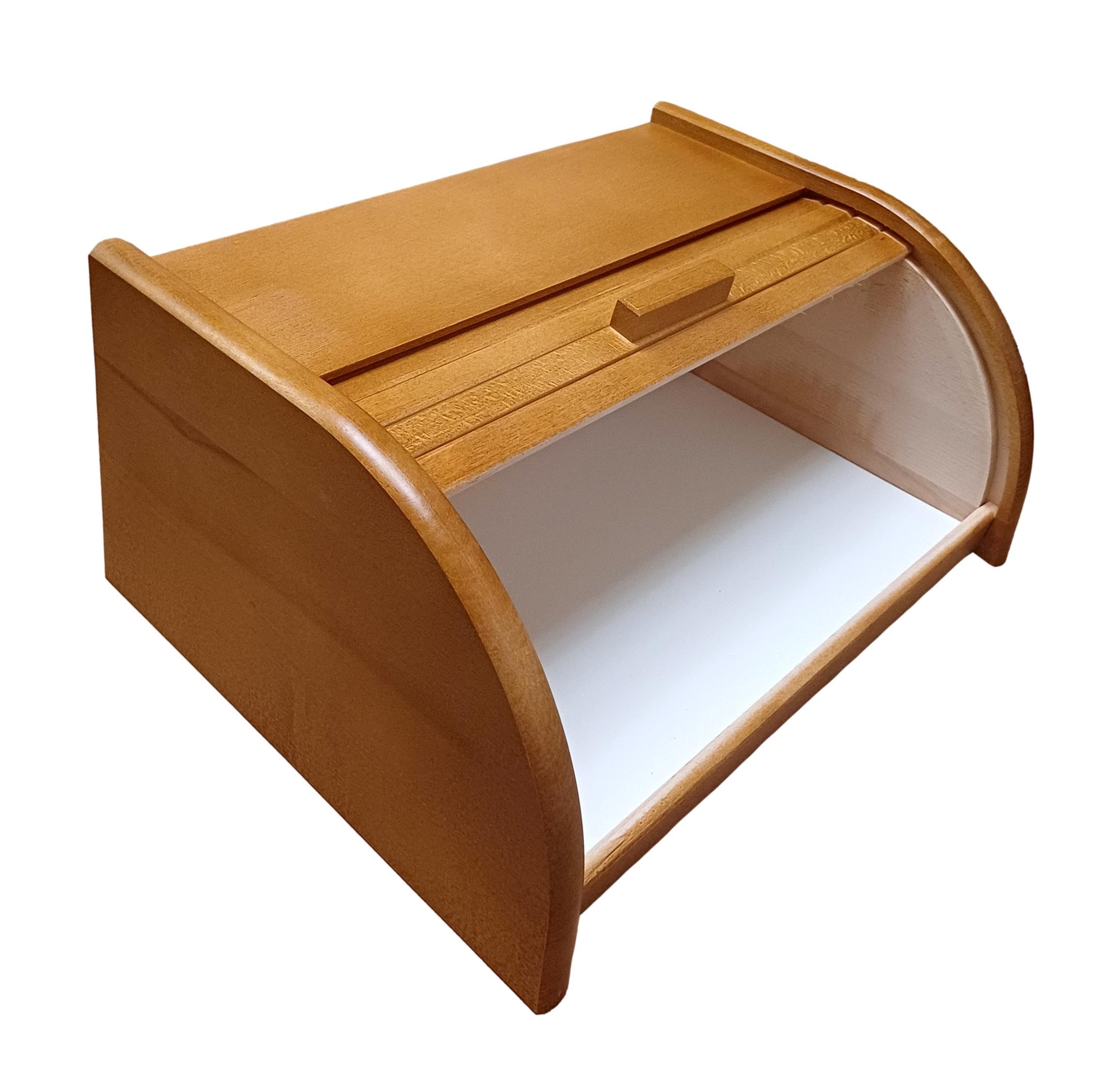 Wooden World - Rustikale Holz-Brotbox, S, Braun, Zusammenklappbar, Rechteckig, Roll-Up, Handwäsche, 16 x 31 x 26 cm, 3.31 pounds, 15600 cc, 1 Count