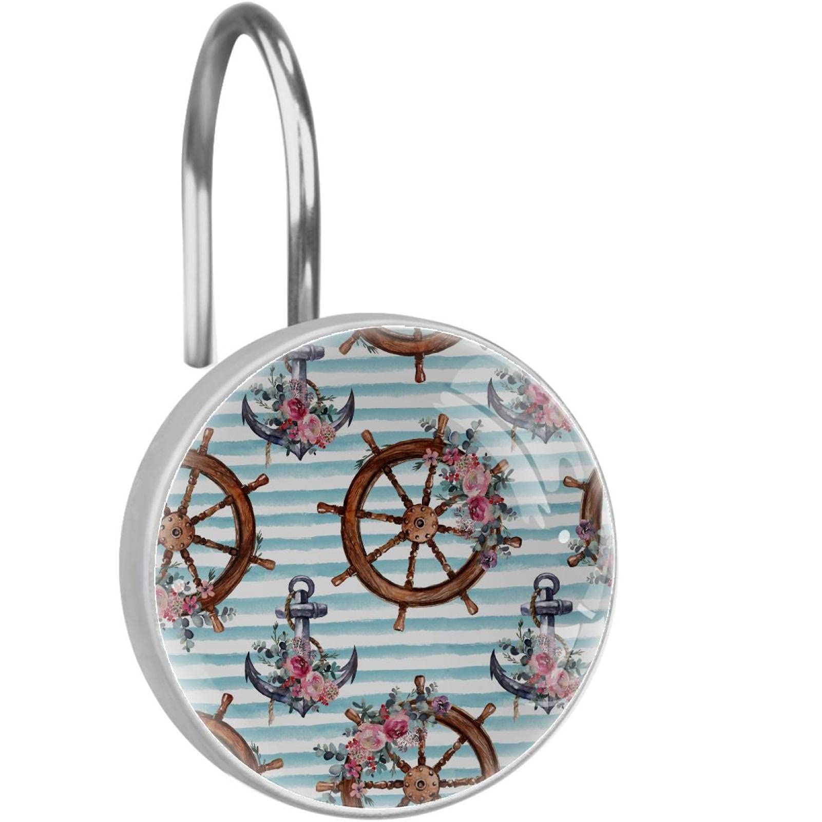 Crochets de rideau de douche ancre de mer de qualité supérieure lot de 12 anneaux décoratifs durables