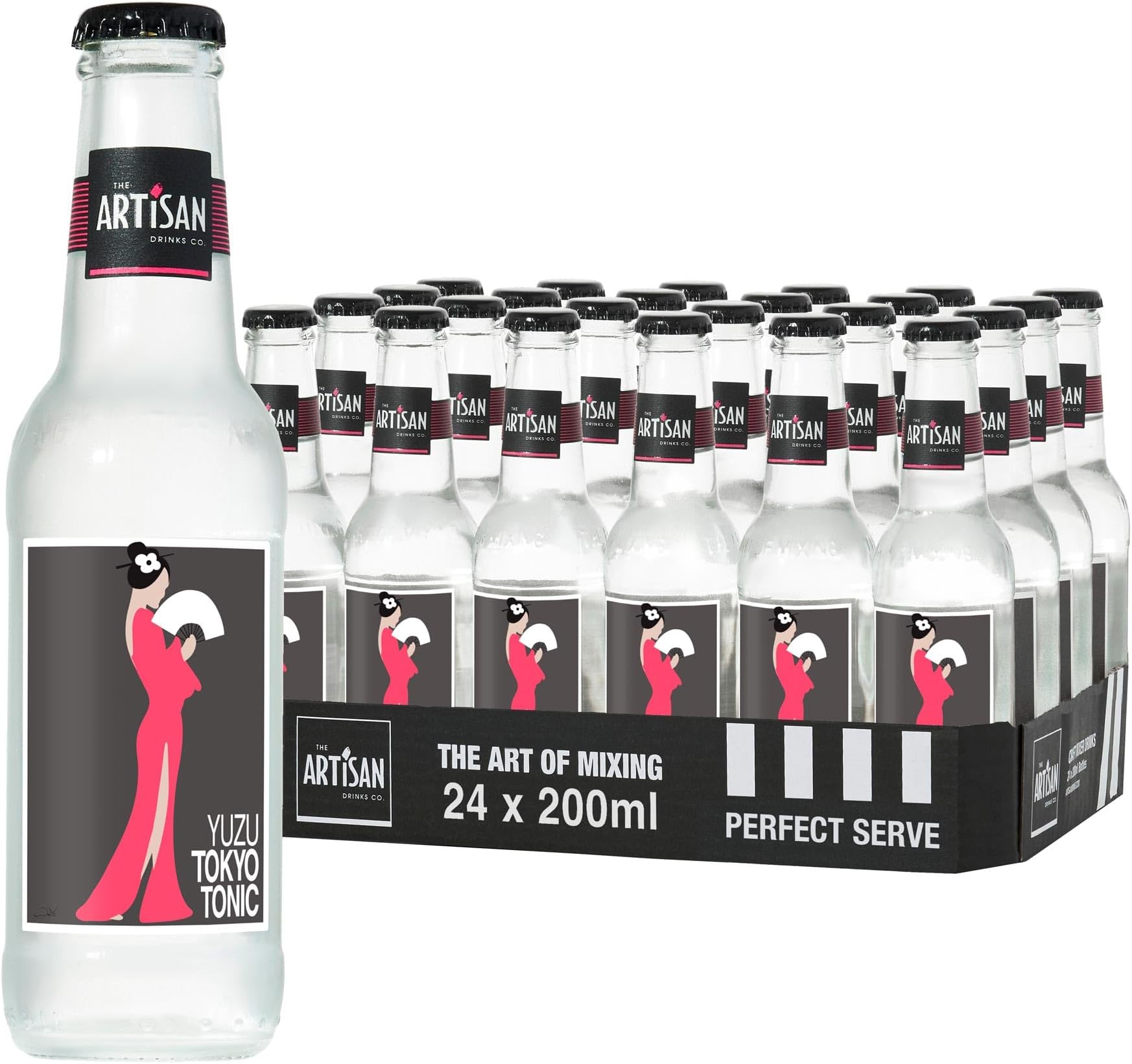 The Artisan Drinks Company Yuzu Tokyo Tonic - 200mlx24 Tonic Water Bottles - Natural Ingredients - Blend of Yuzu, Aromatic Black Pepper & Coriander - For Gin, Whiskeys, Vodka & Sake