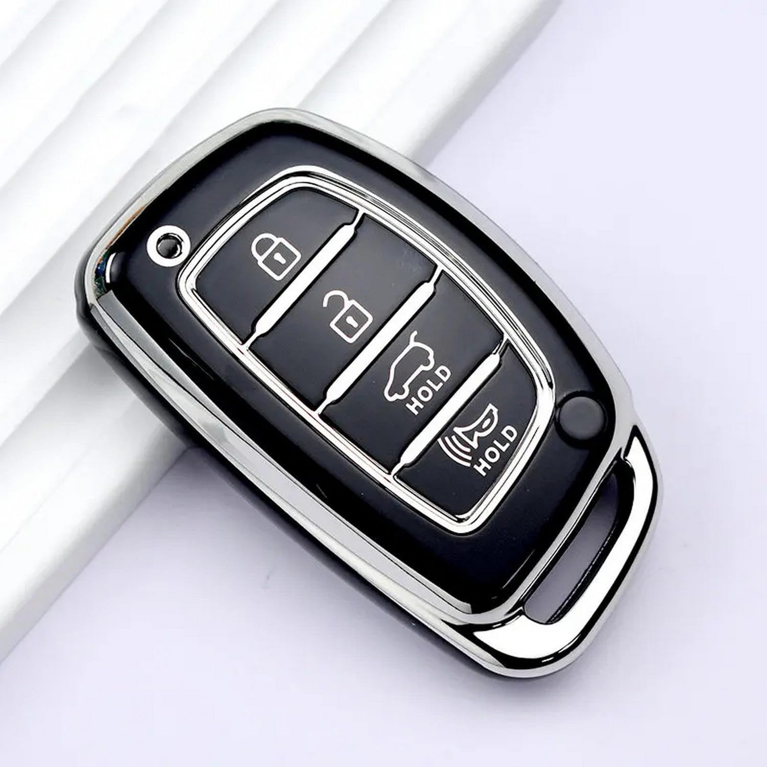 Coque de clé TPU 4 boutons Hyundai Creta Ix35 Tucson protection noire