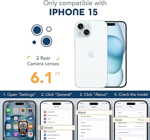 Miniatura 9 de TIESZEN Funda magnética para iPhone 15 compatible con Magsafe, diseño a prueba de polvo protector de pantalla integrado de vidrio templado 9H HD y