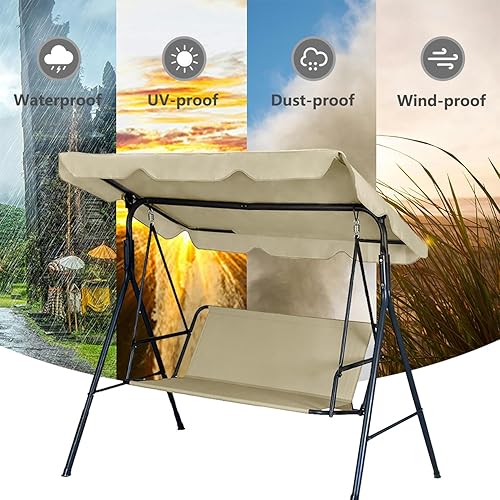 Miniatura 5 de Funda de repuesto para asiento de columpio para patio al aire libre, 3 plazas, 600D, mejorada, gruesa, de tela Oxford impermeable, para porche,