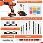 PULITUO 20V Perceuse/conducteur sans fil, 2 Tournevis électrique pour batteries, 30Nm Conducteur de perceuse électrique, 21+1, 2 Vitesse, 3/8" sans clé, perceuse avec LED Kit conducteur léger pour la maison (Orange)