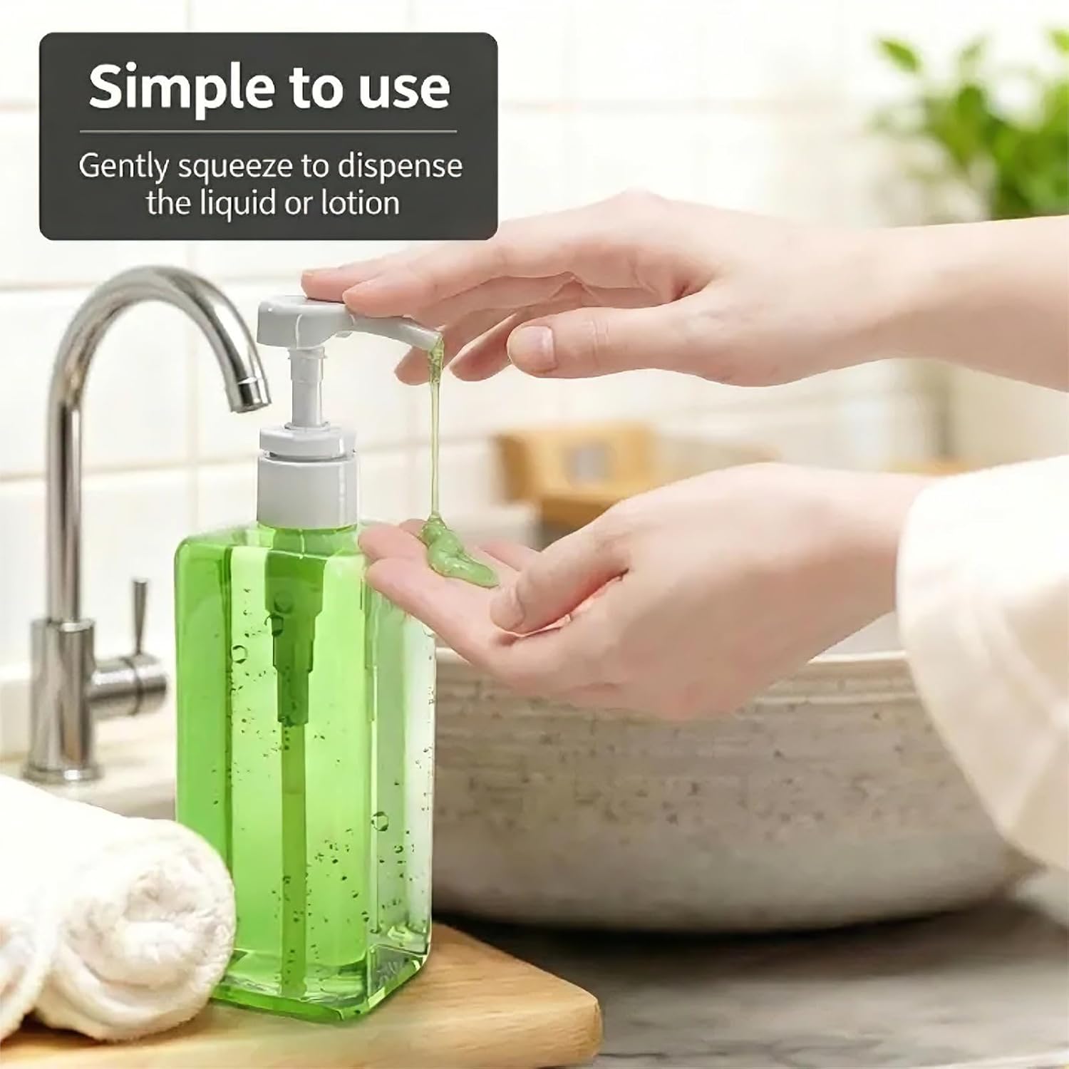 Okllen 12 Pack 16 Oz Plastic Pump Bottles, Empty Refillable Container Liquid Soap Dispenser for Shampoo, Lotion, Cleaning Products, Kitchen, Bathroom, Clear Square