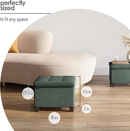 Miniatura 431 de Otomana plegable para dormitorio o sala de estar, con contenedores de almacenamiento, reposapiés para el extremo de la cama, soporta hasta 660 lb,