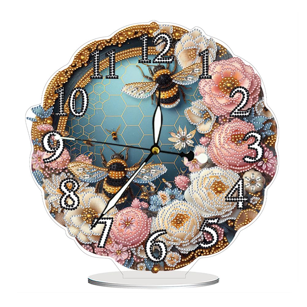 Honey Diamond Art Clock Kits, Personalized Style Clock, Acrylic Special Shape 5D Diamond Painting Clocks Art Craft Diamonds Painting Clocks Handicraft Diamonds Kit For Adults Beginners