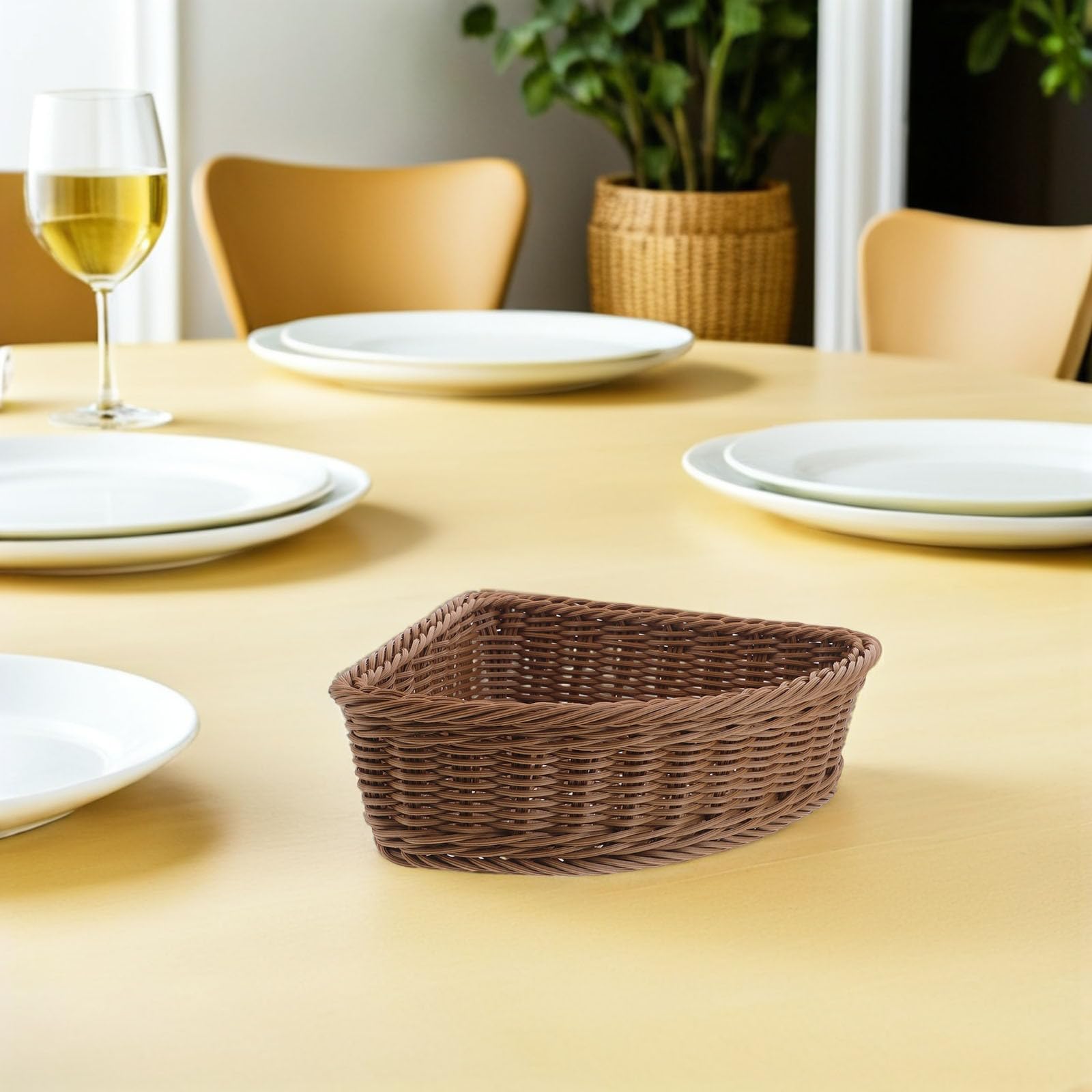 Kunststoff Rattan Eckkörbe 2 Stück Dreieckiger Organizer mit Praktischen Fächern Geeignet für Wohnzimmer und Wäscheaufbewahrung