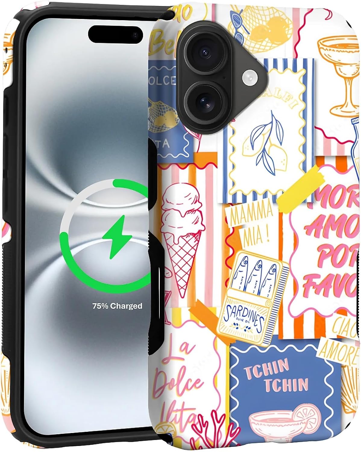 Case for iPhone 17,Compatible with MagSafe,Dual-Layer Protection,Non-Slip Side Grip Phone Cover,Vibrant Summer Beach Stripes