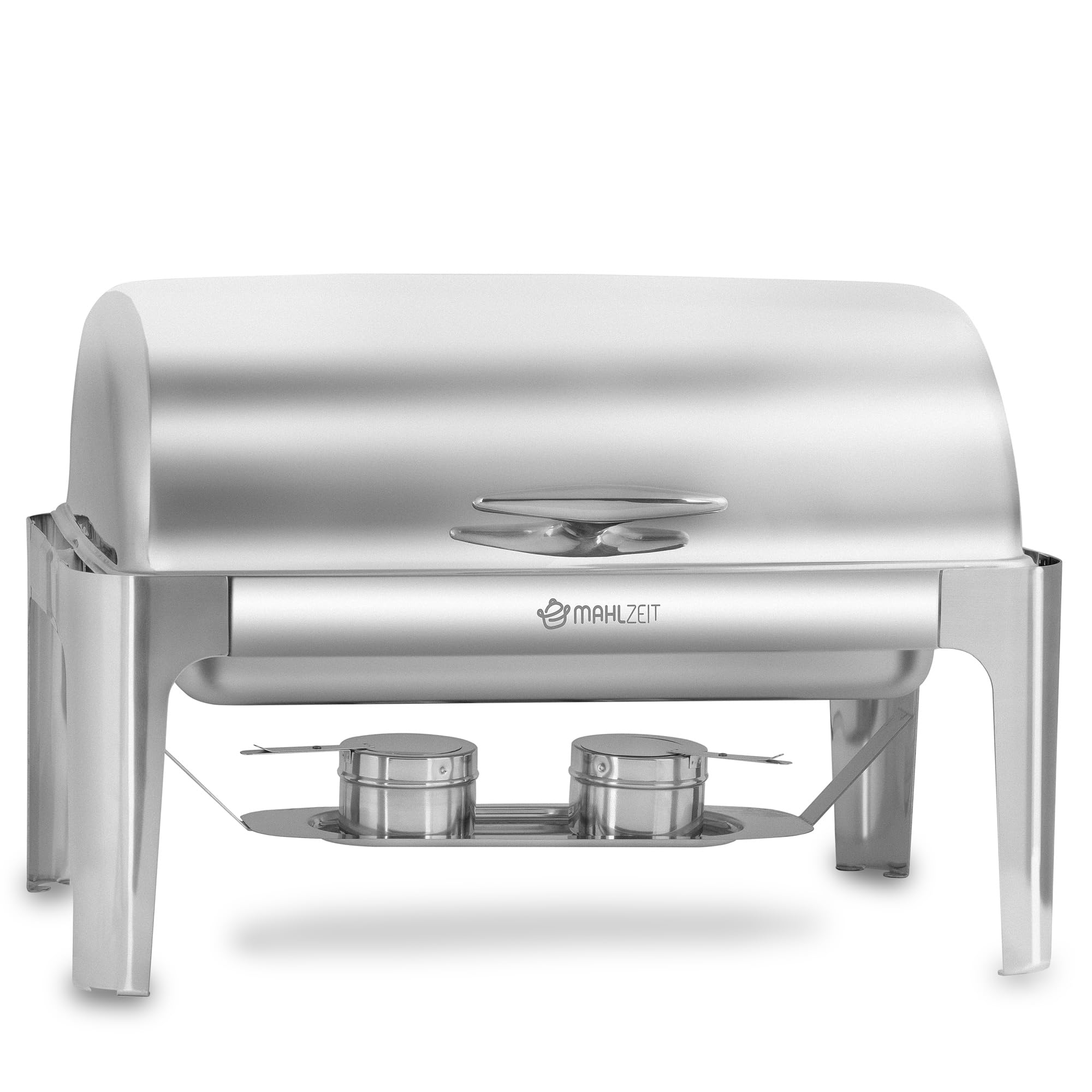 Mahlzeit Edelstahl Chafing Dish mit Rolltop 8 Liter | Speisenwärmer, Wärmebehälter, Bain Marie Rechaud | Warmhaltebehälter Essen, Chafing Dishes für Buffet Catering Gastro und Party, GN Behälter