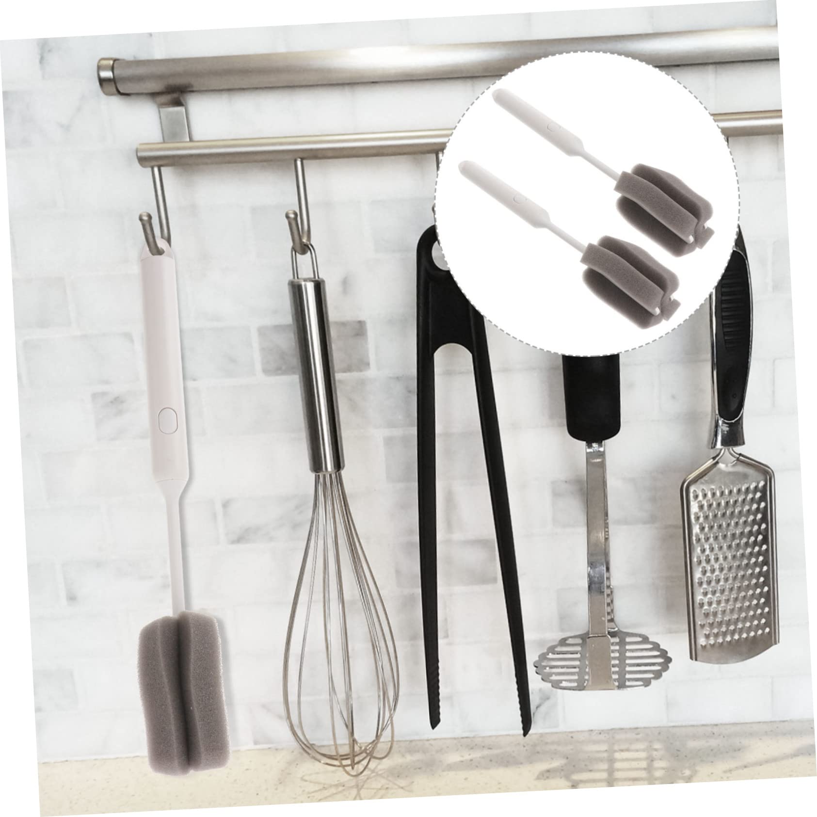Cepillo de esponja suave para botellas y platos, limpiador doméstico desmontable para platos, cuello, botellas y viajes, cepillo de limpieza eficaz para cocina y uso doméstico