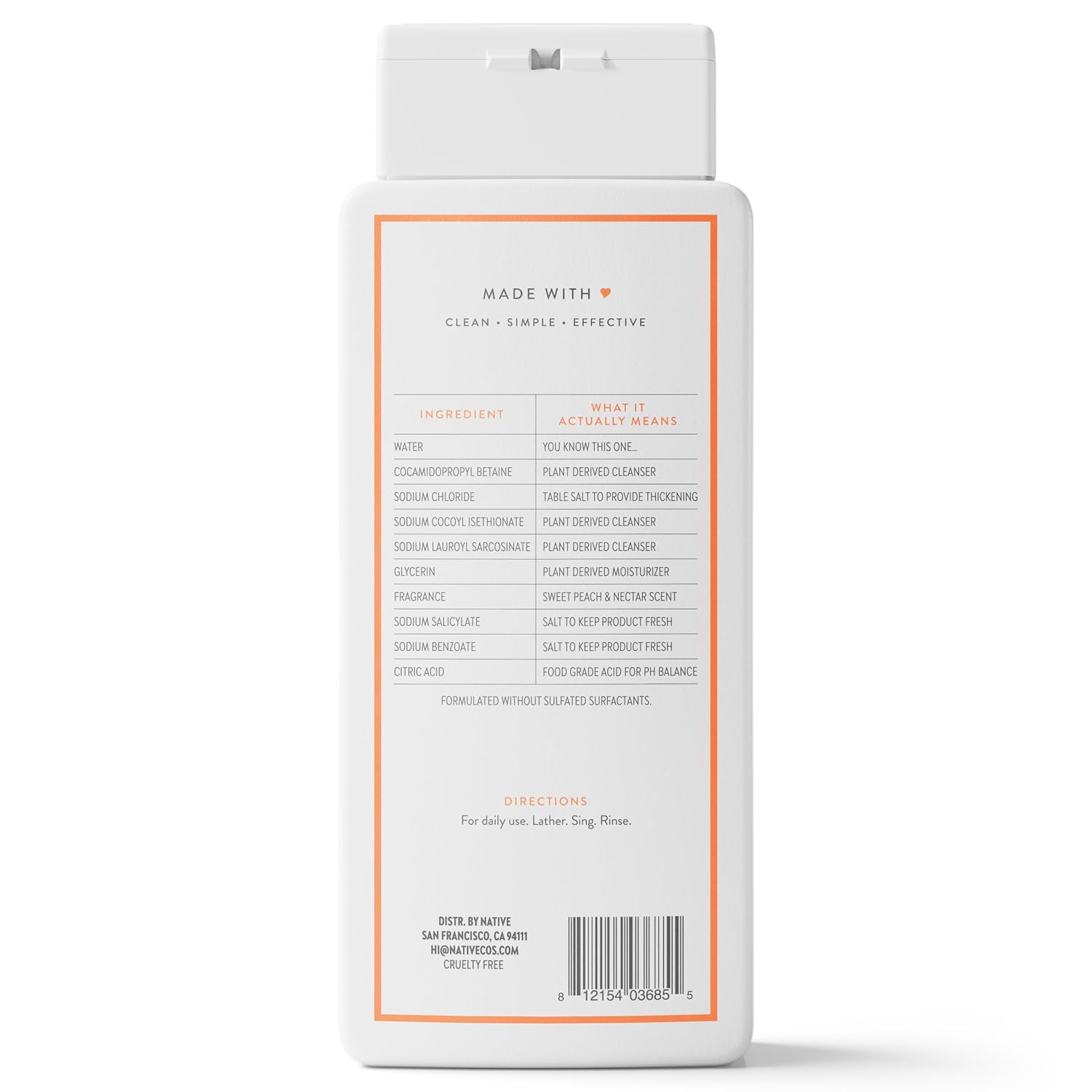 Native Body Wash Contains Naturally Derived Ingredients | For Women & Men, Sulfate, Paraben, & Dye Free Leaving Skin Soft and Hydrating | Sweet Peach & Nectar 18 oz - Image 9