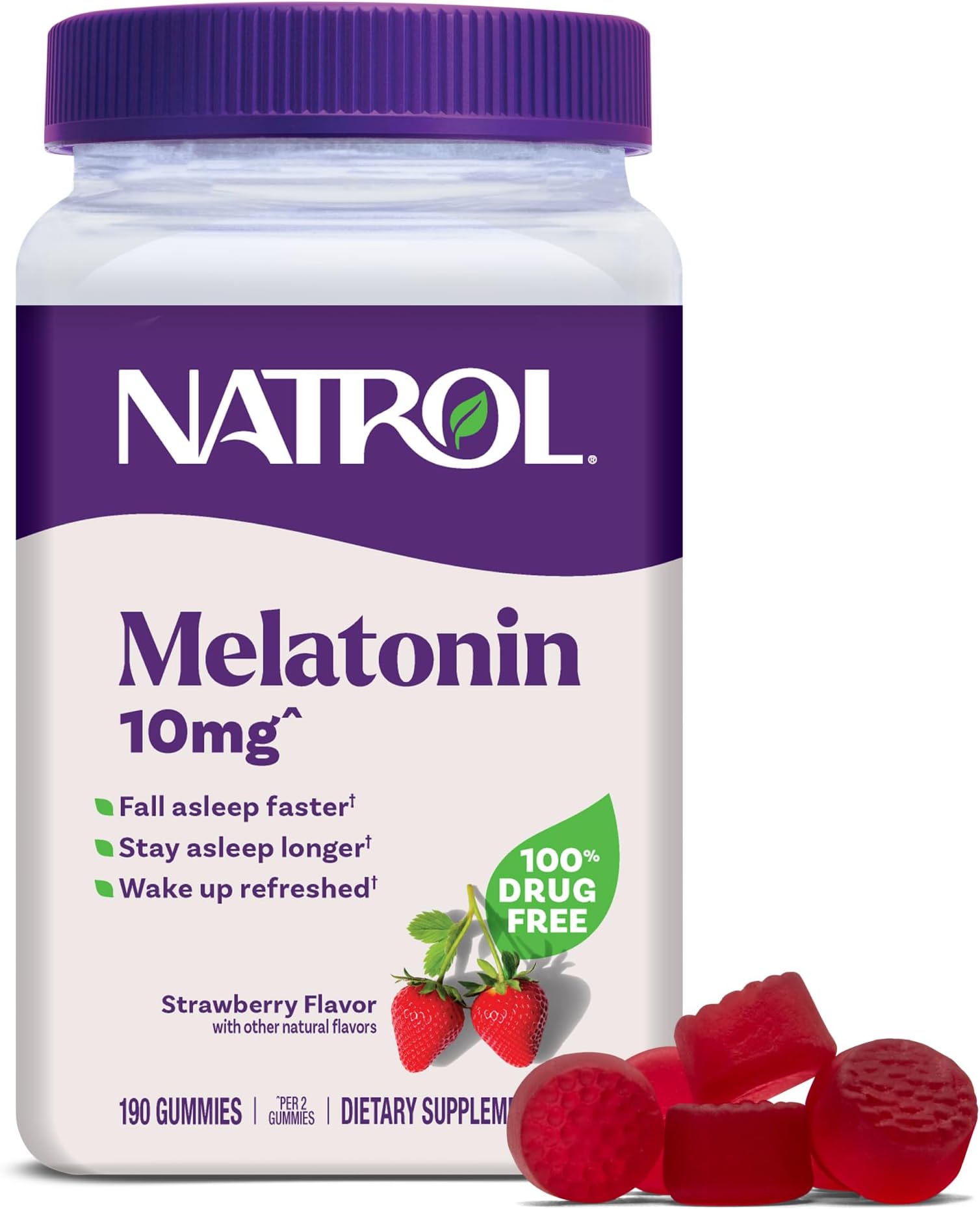 Melatonin Gummies, Sleep Support, 190 Strawberry-Flavored Adult Melatonin Gummies, 10 mg Sleep Aids for Adults