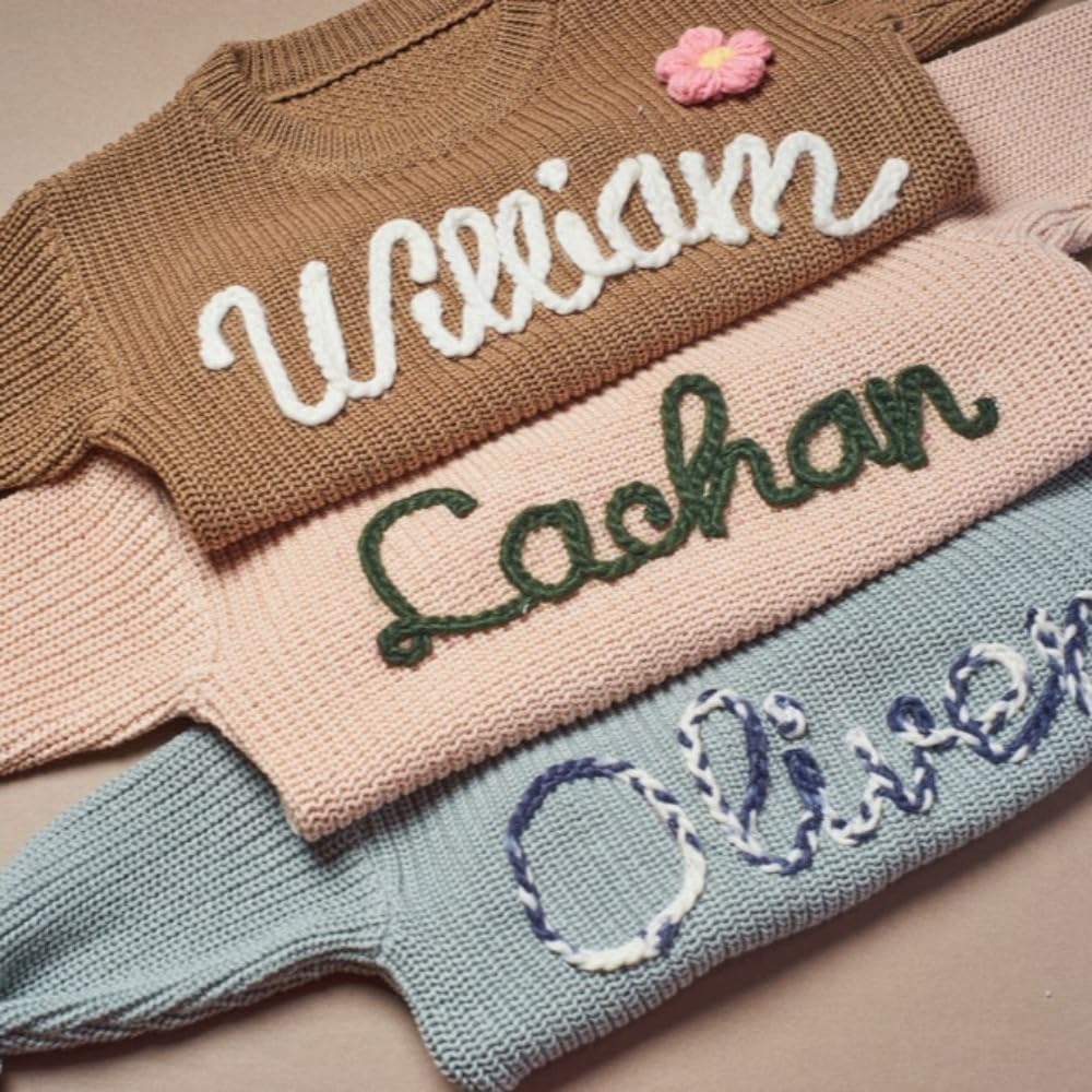Personalized Baby Girl's Sweater with Name,Embroidered Name and Monogram Knit Sweater,Personalized Newborn Baby Name Sweater, Baby Sweater with Name,Baby Shower