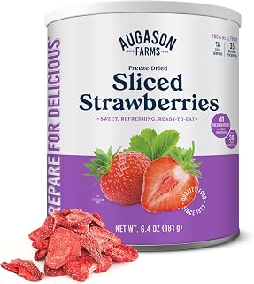 Augason Farms Freeze-Dried Sliced Strawberries | 18 Servings No. 10 Can | 30-Year Shelf Life Emergency Food Storage