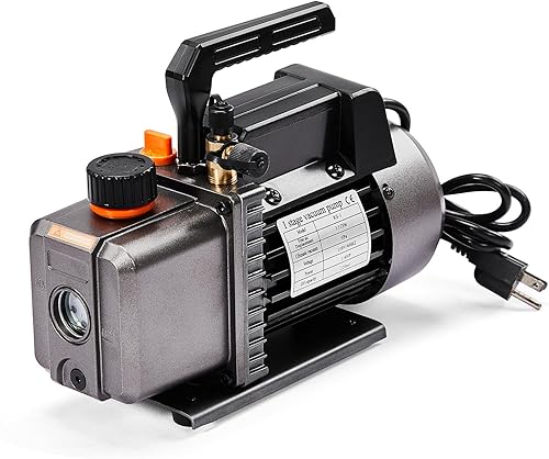 Miniatura 9 de Bomba de vacío HVAC de una sola etapa de 3.5 CFM 14 HP 110V para sistemas R134a R12 R22 R410a R502, bomba de vacío de CA automática para recarga de