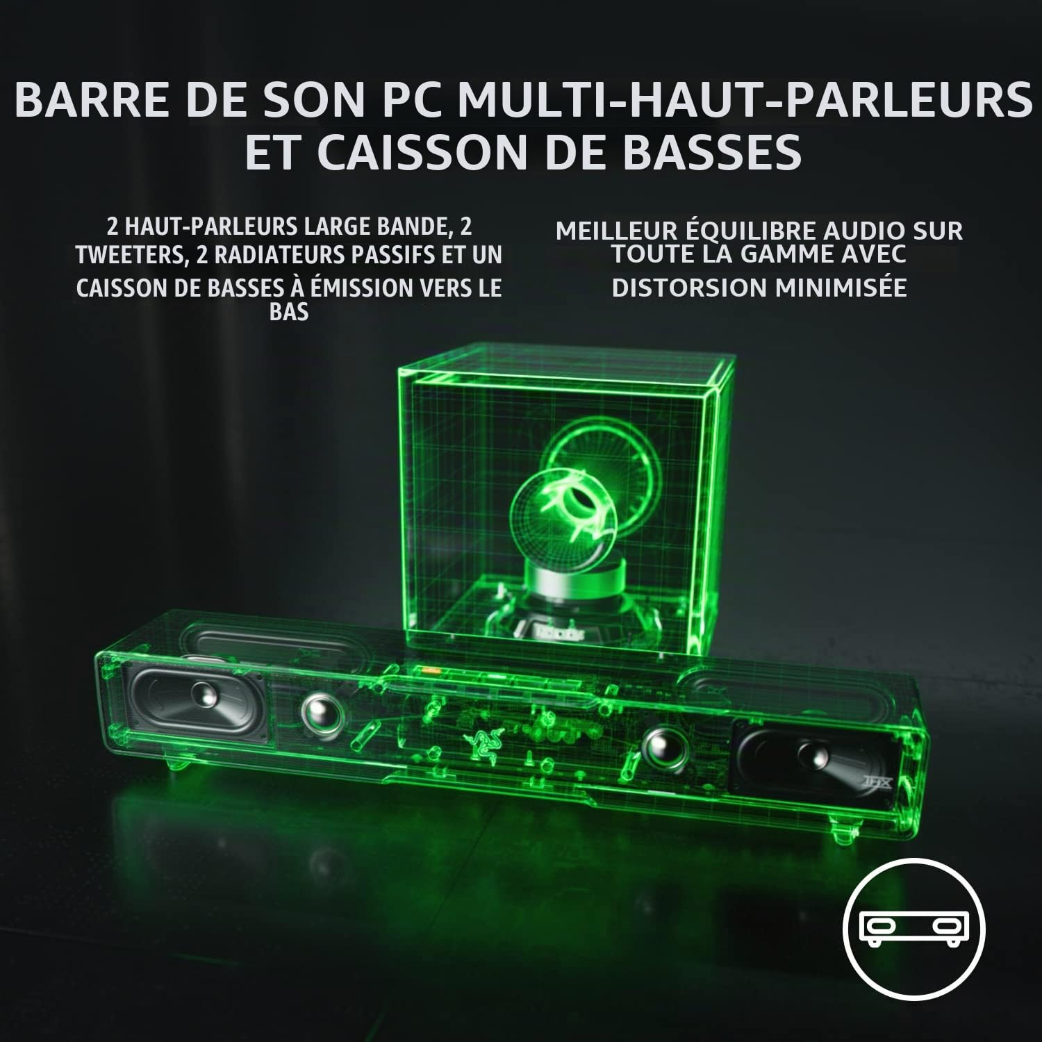 Razer Leviathan V2 : Barre de Son pour PC de Gaming Multi-Driver avec Subwoofer - THX Spatial Audio - Design Compact - Chroma RGB - Bluetooth 5.2 - pour Ordinateur de Bureau/Portable, Smartphones