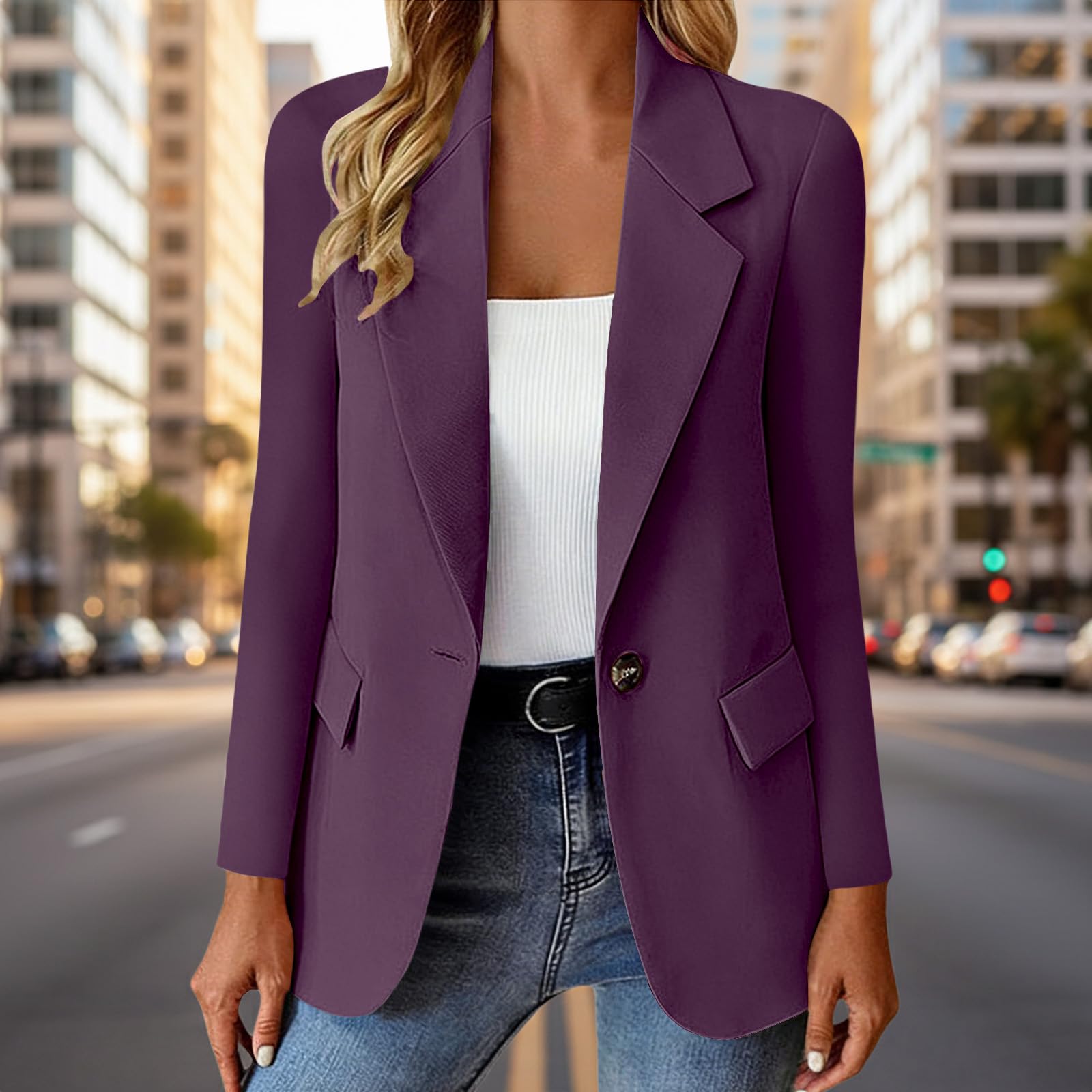 Blazer sportif en coton pour femme - Élégant - Coupe cintrée