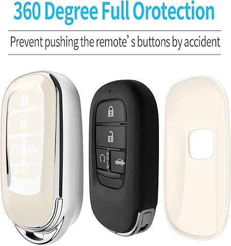 Miniatura 4 de Tukellen Funda para llavero Honda, funda de protección completa de TPU suave premium para Honda Civic Accord Smart 5 botones 2022 (blanco)
