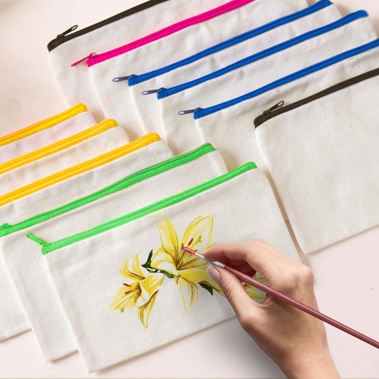 Pochette Tissu zippée Vierges Cinq Couleurs 20 pièces