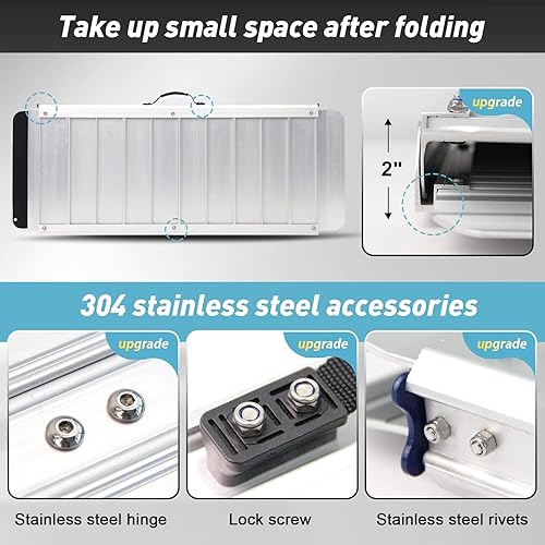 Miniatura 12 de Ruedamann Rampa para silla de ruedas de 2 pies, rampa portátil para silla de ruedas para la entrada del hogar, diseño más ancho, rampas plegables