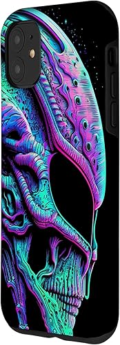 Miniatura 8 de iPhone 13 Pro Trippy Vaporwave Alien Head Skull Dripping Paint UFO Art Case
