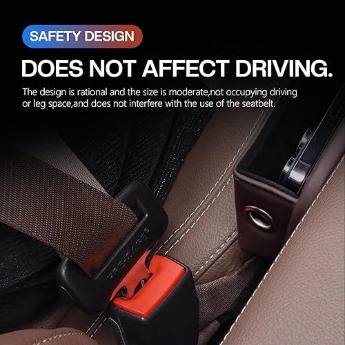 Miniatura 8 de Bolsa de cuero para portavasos de automóvil, organizador de espacio para asiento de automóvil con soporte para taza de agua y orificio de carga para