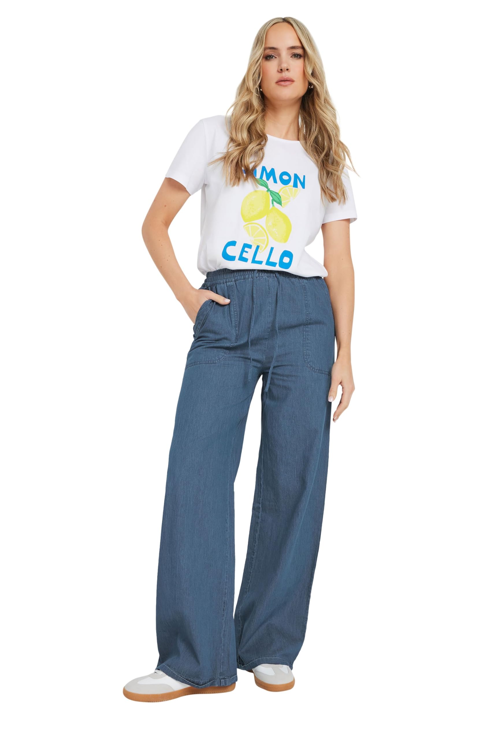 Long Tall Sally Women's Blue Tall Denim Wide Leg Joggers 20XL