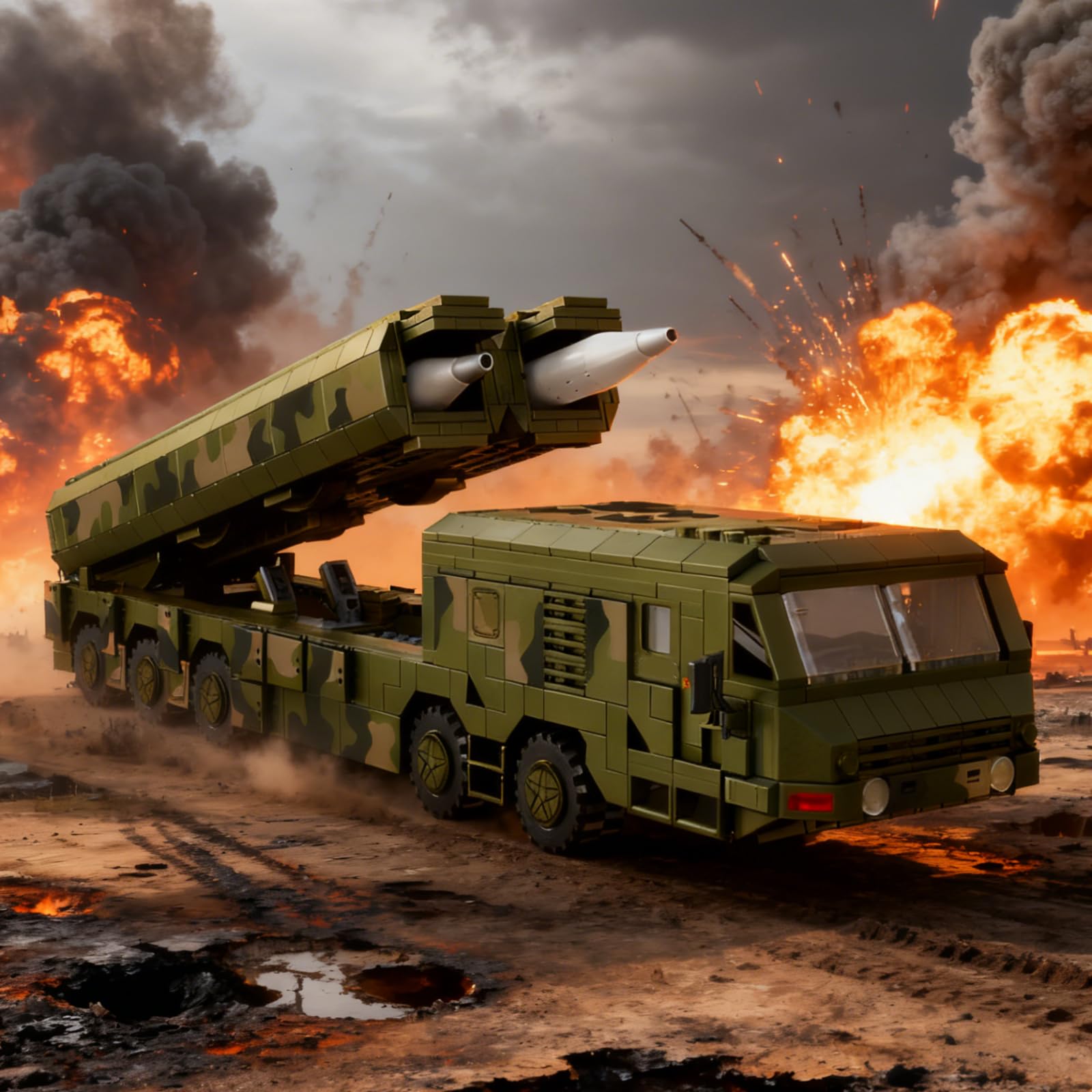 Technik Militär Panzer Klemmbausteine Set, 1336 Teile Panzerabwehr Rakete Fahrzeug Militär Bausteine, Panzer Klemmbaustiene Heim Büro Dekor Modell, Geschenk für Militärbegeisterte
