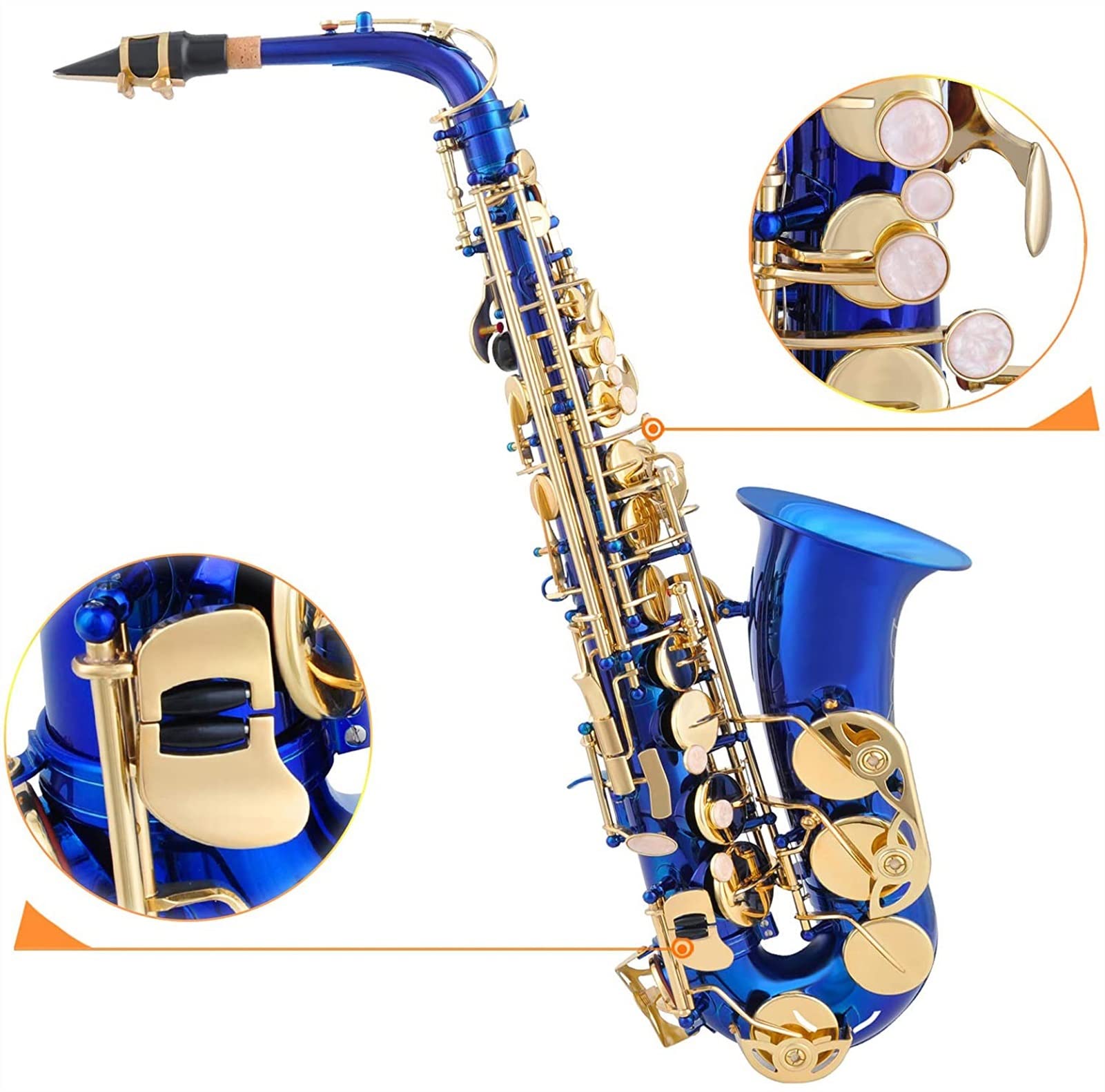 ZUZU Kit Completo per Sassofono Contralto E Piatto per Studenti Principianti Sax Ottone (Color : Dark Blue/Gold)