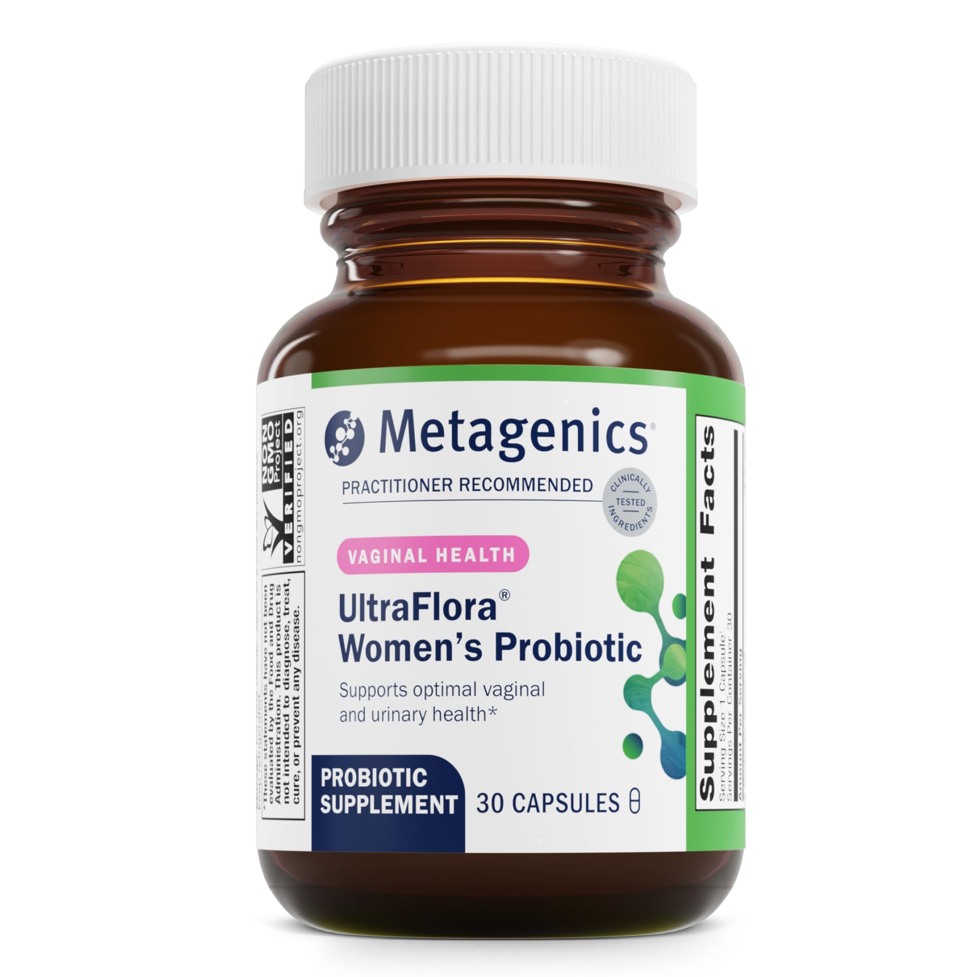 Metagenics UltraFlora Women's Probiotics for Vaginal Health - Supports Yeast Balance, Microflora & Urinary Comfort - Lactobacillus rhamnosus & Lactobacillus GR-1 reuteri RC-14 - Non-GMO - 30 Count