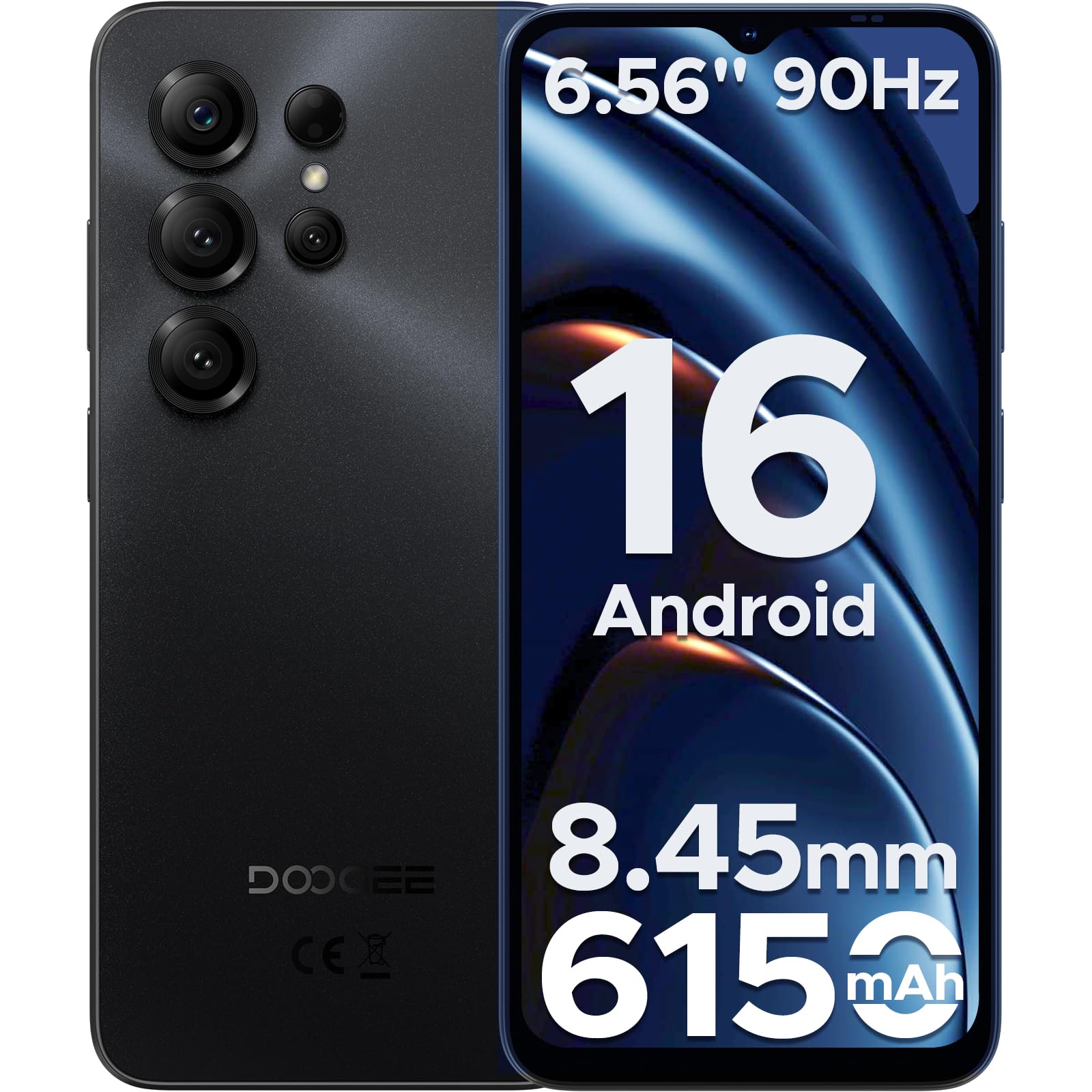 DOOGEESmart Note56 X Lite Smartphone, Android 16, 6150mAh Batteria, 12GB + 32GB/2TB TF, 6.56" HD+ 90Hz IPS, 4G Telefono Cellular offerta Smartphone, 8MP+5MP/Dual SIM/Octa Core/Face ID/GPS, Nero