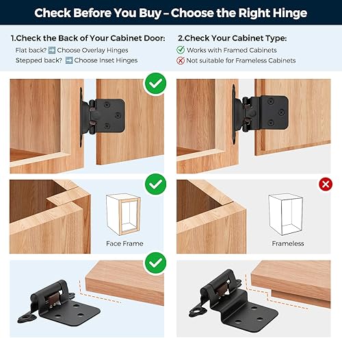 Vista 41 de Ravinte Paquete de 50 (25 pares) de bisagras superpuestas de 1/2 pulgada (variables), montaje frontal semicimoterminente de cierre automático