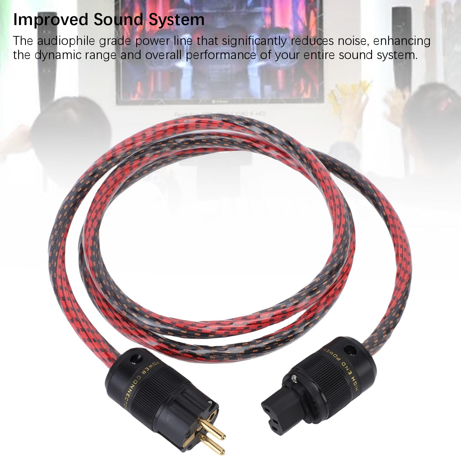 Cable de Alimentación HiFi, Línea de Grado de Audiófilo con Conectores de Oro Chapados 10awg OFC Copper Core, para el Amplificador Giratorio de Filtro de Potencia Player CD