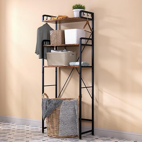 Miniatura 7 de Huhote Estante de almacenamiento sobre el inodoro con estantes de baño de 3 niveles, estante de inodoro que ahorra espacio, organizador de