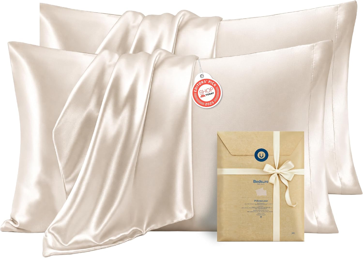  Satin Pillowcase Standard Set of 2, Similar to Silk Pillowcase Grey