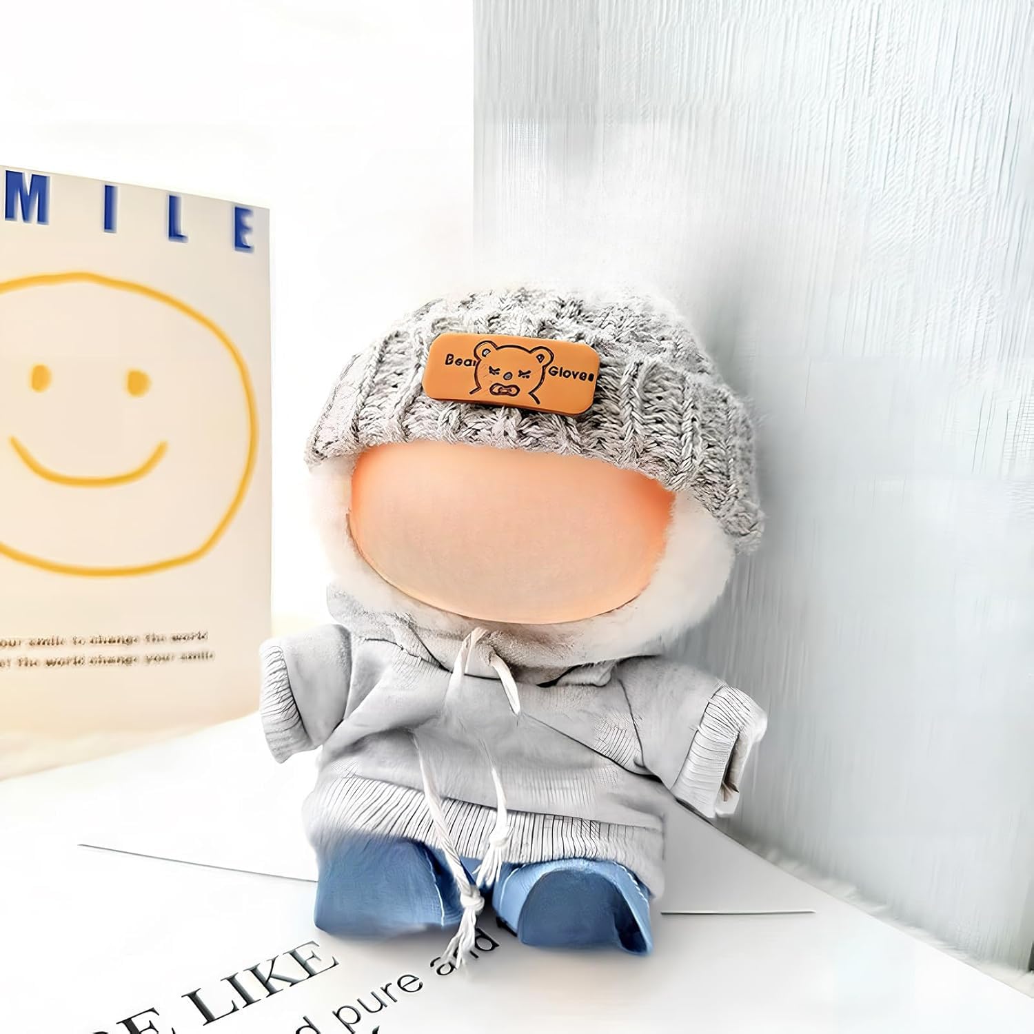 17cm Doll Clothes,Clothes for Dolls Outfit,Accessories for 17cm Dolls Clothes,Cute Clothes for Dress up Unique Style,1 Hats 1 Hoodie 1 Jeans for Best Gifts No Doll Included (GREY 8) - Image 3