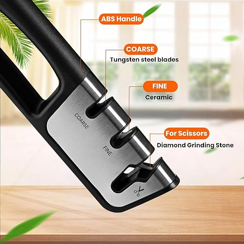 Miniatura 3 de Afilador de cuchillos de 3 etapas para cuchillos de cocina, afilador profesional con ranuras gruesas, finas y para tijeras, abrasivos de diamante,