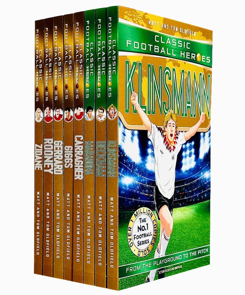 Classic Football Heroes Series Collection 8 Books Set By Tom Oldfield & Matt Oldfield (Klinsmann, Beckham, Maradona, Carragher, Giggs, Gerrard, Rooney, Zidane)