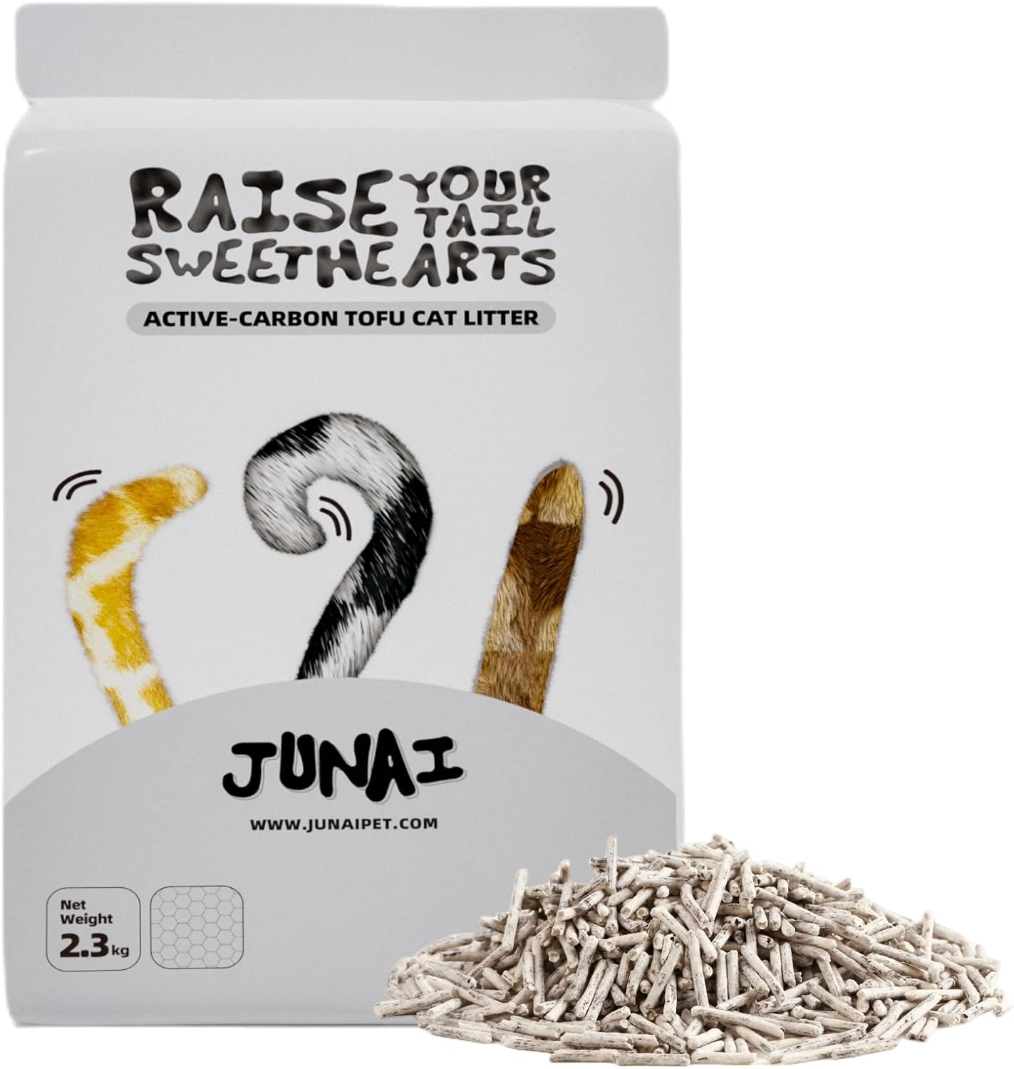 JUNAI Tofu Cat Litter 2.3kg, ActiveCarbon Natural Clumping Cat Litter