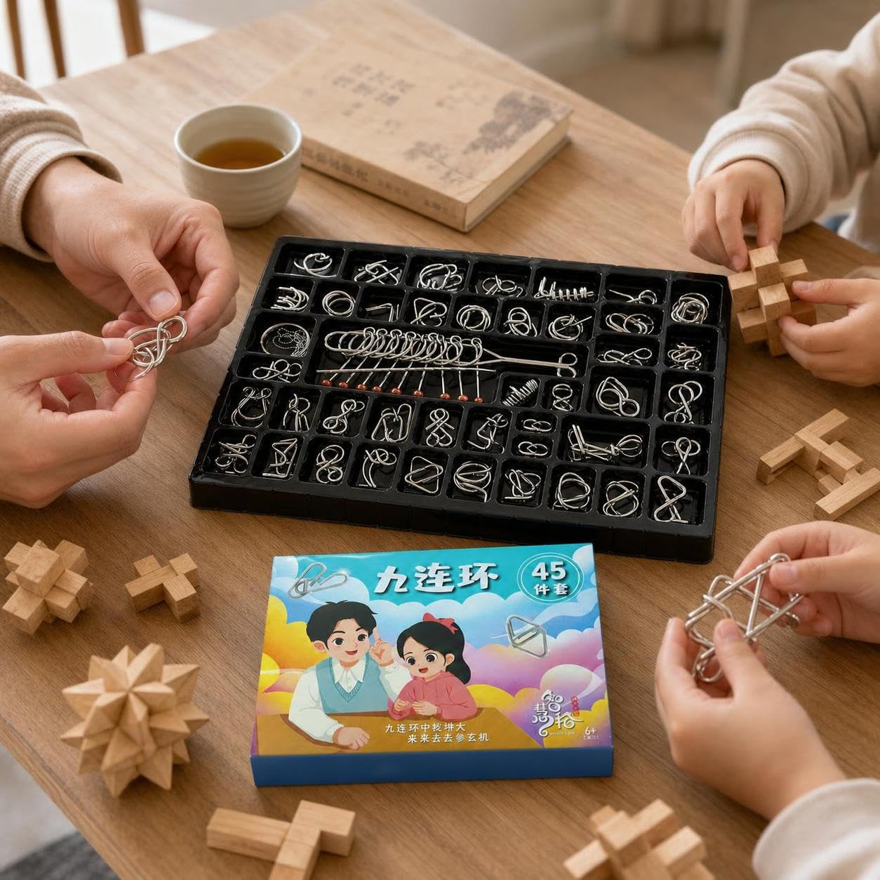 Puzzle Metallico, Rompicapo in Metallo, 升级加量版精美礼盒装九连环45件套 | Struttura in metallo, educativo, Divertimento quotidiano, Per nti della cultura