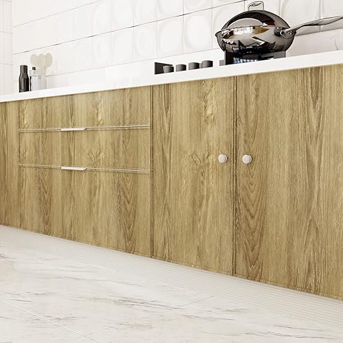 Miniatura 3 de WESTICK Papel de contacto de grano de madera para encimeras, impermeable, papel tapiz de madera marrón para despegar y pegar, papel de contacto de