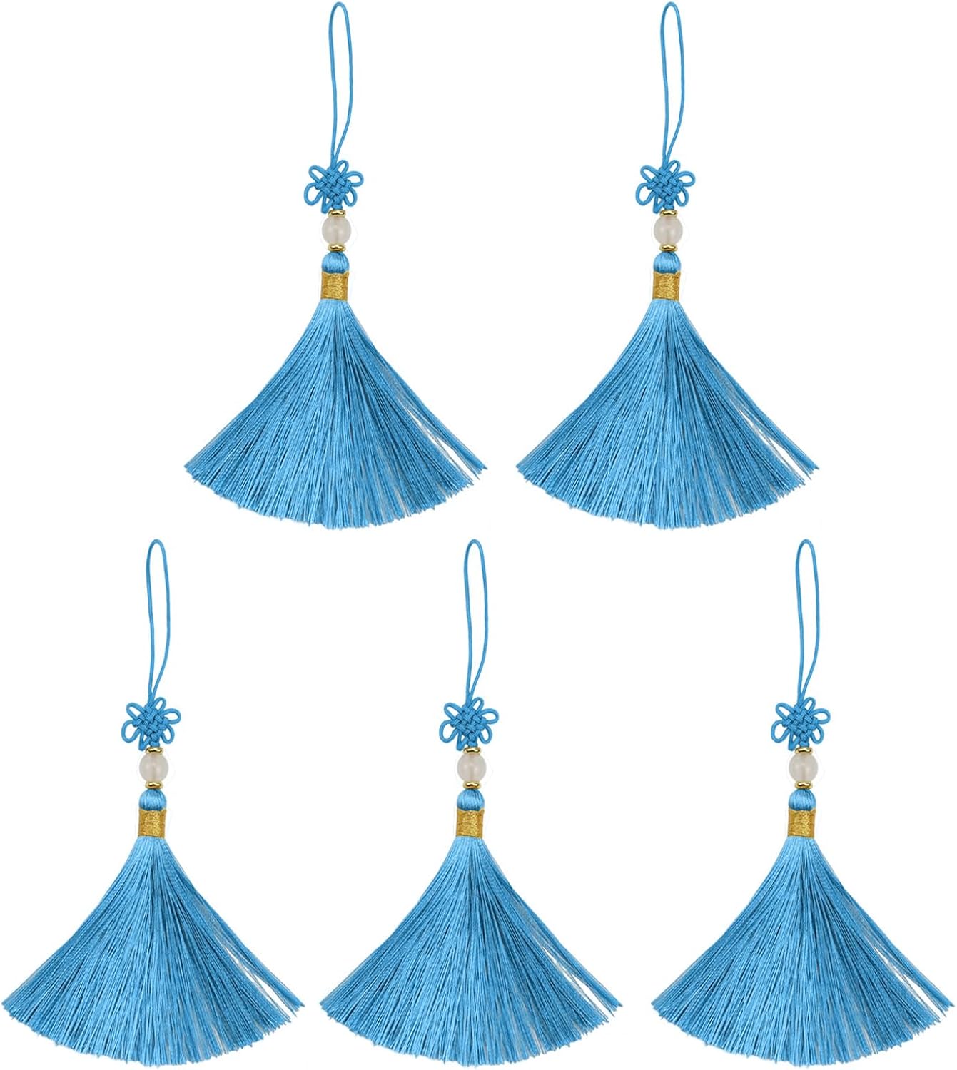 Dnyta Craft Tassels with Hanging Loops, 5 Pcs Red Decorative Chinese Knot Mini Tassels for DIY Jewelry Making, Handicrafts