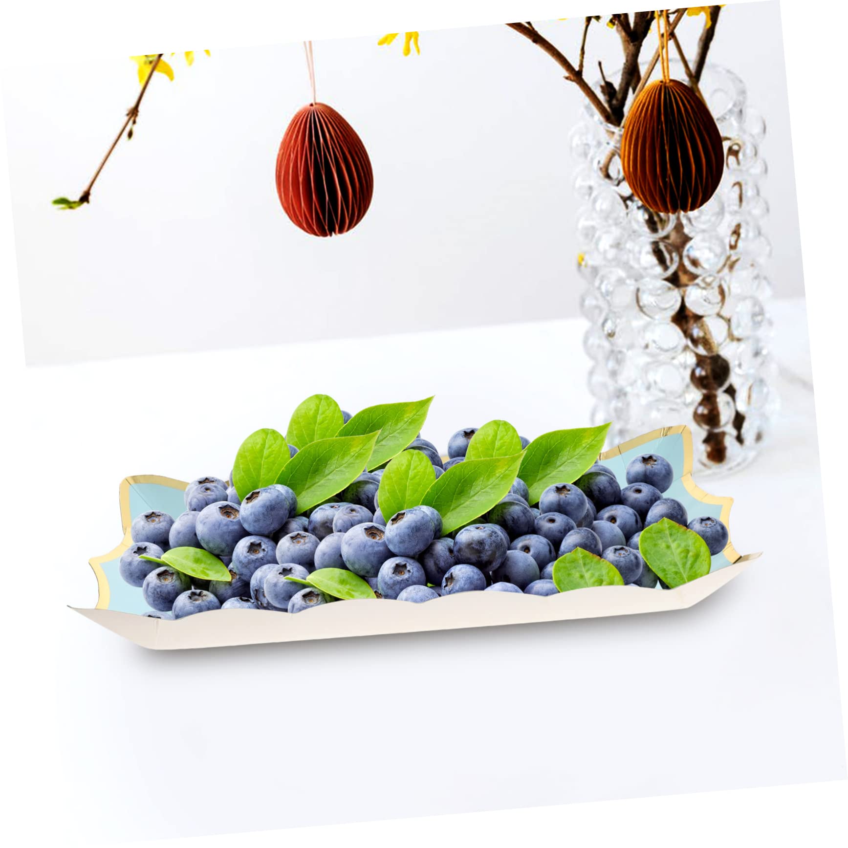 Amosfun 12 Pièces Assiette carrée en Dentelle de Papier Plateau Noel Plateau de Service Noel Assiettes Papier Carton Jante Plateaux d'affichage de Biscuits Plateaux à Biscuits Blue