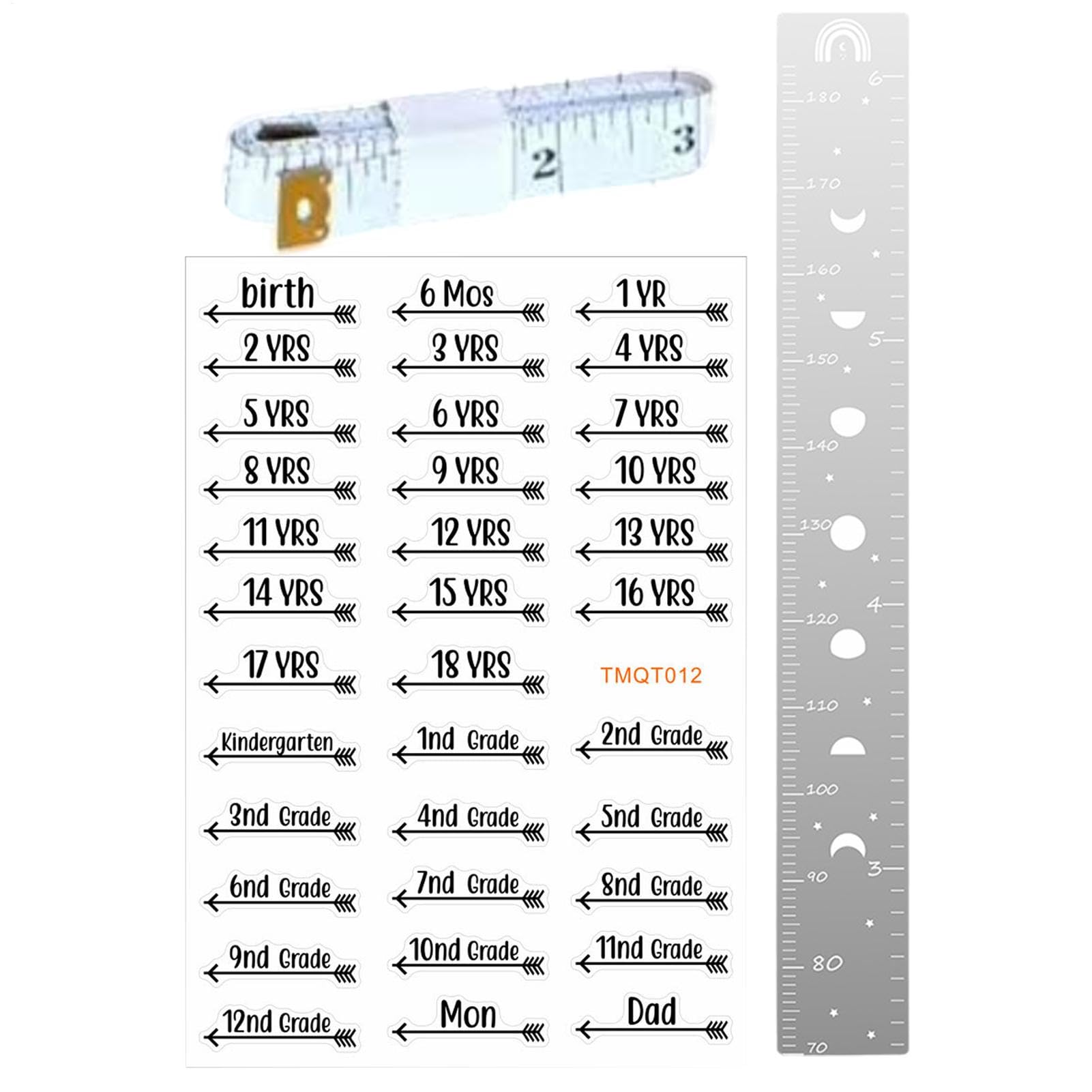 Genérico Espejo Medidor Infantil, Growth Chart Mirrors Kids, Medidor Altura Niños Pared, Puzzle De Espejo De Tabla De Crecimiento Bebe, Regla De Espejos Decorativos De Pared, Decoración Hogar